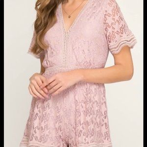 she & sky star romper pink